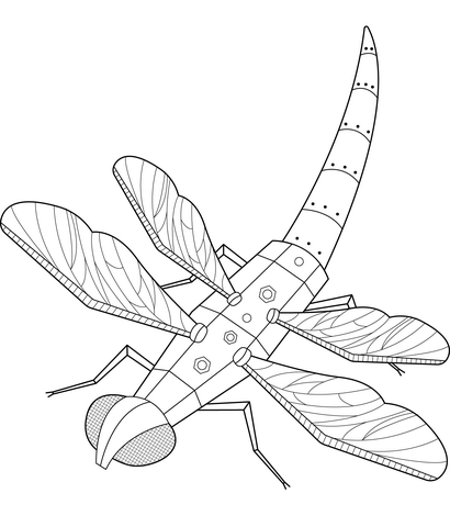 Steampunk Dragonfly Coloring Page